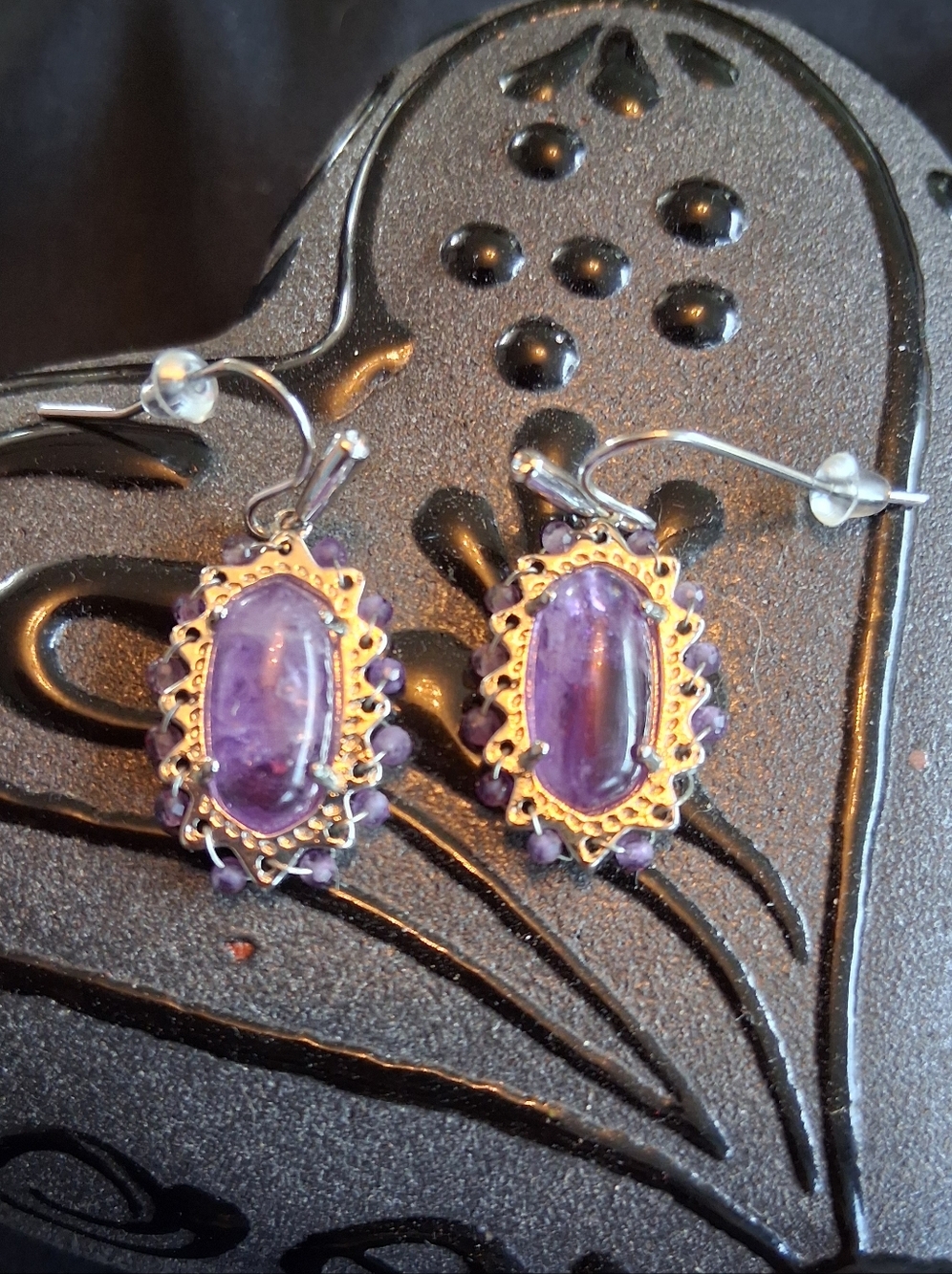 Amethyst Drop Earrings - Purple Gemstone Dangle